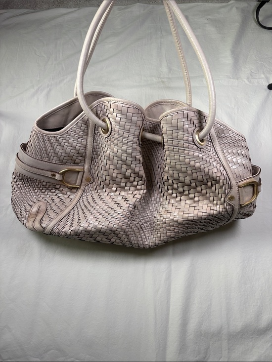 Cole Haan Handbags - Cole Haan Woven Shoulder Bag in Pale Pink with Gold-Tone Hardware